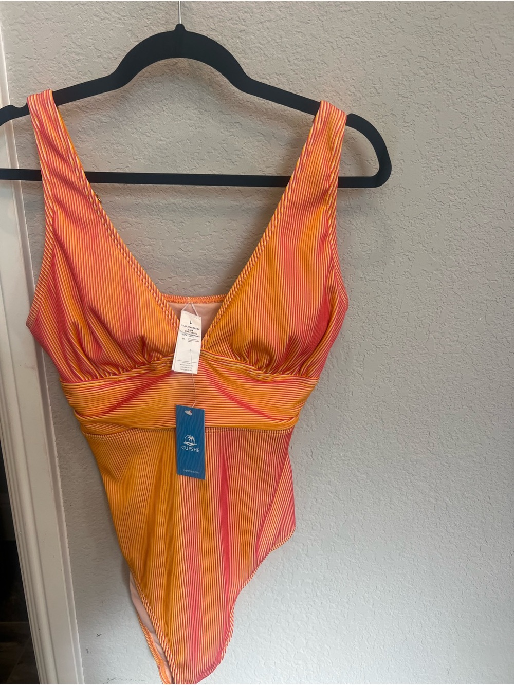 Cupshe Orange and Pink Gradient Striped One-Piece Swimsuit
